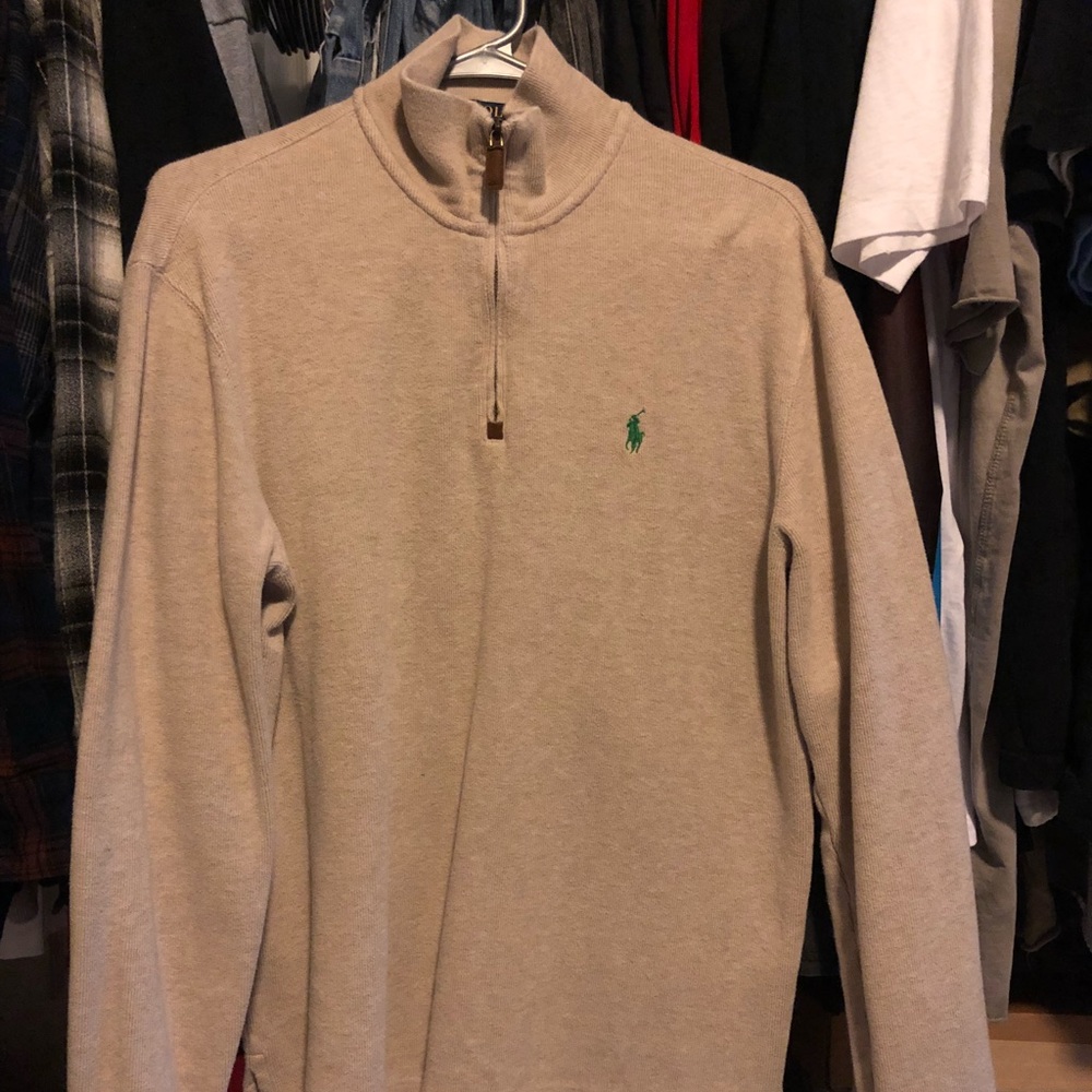 [60% OFF‼️] Polo Half Zip Sweatshirt - S (Beige)